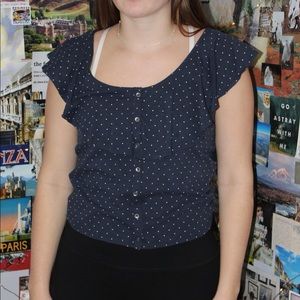 Blue Polk-a-dot blouse